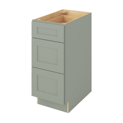 15"W Three Drawer Base Cabinet in Catalina Sage Green
