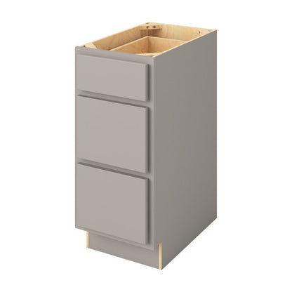 15"W Three Drawer Base Cabinet in Hatteras Pebble Grey