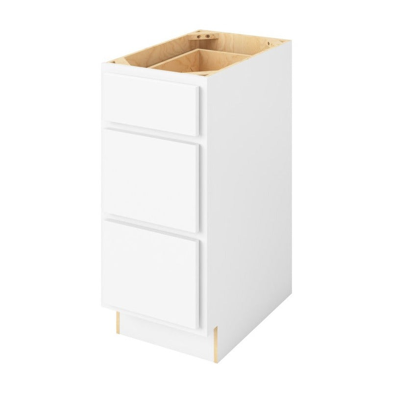 15"W Three Drawer Base Cabinet in Hatteras Polar White