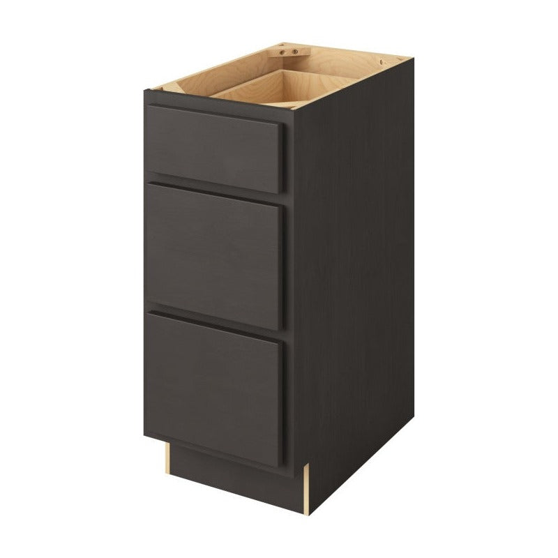 15"W Three Drawer Base Cabinet in Hatteras Slate