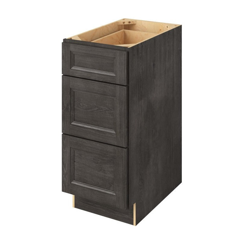 15"W Three Drawer Base Cabinet in Maui Slate