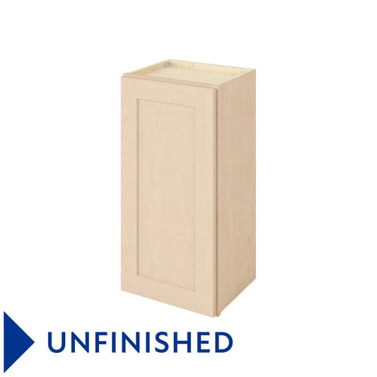 15"W x 30"H Wall Cabinet with Single Door and Two Shelves in Catalina Unfinished