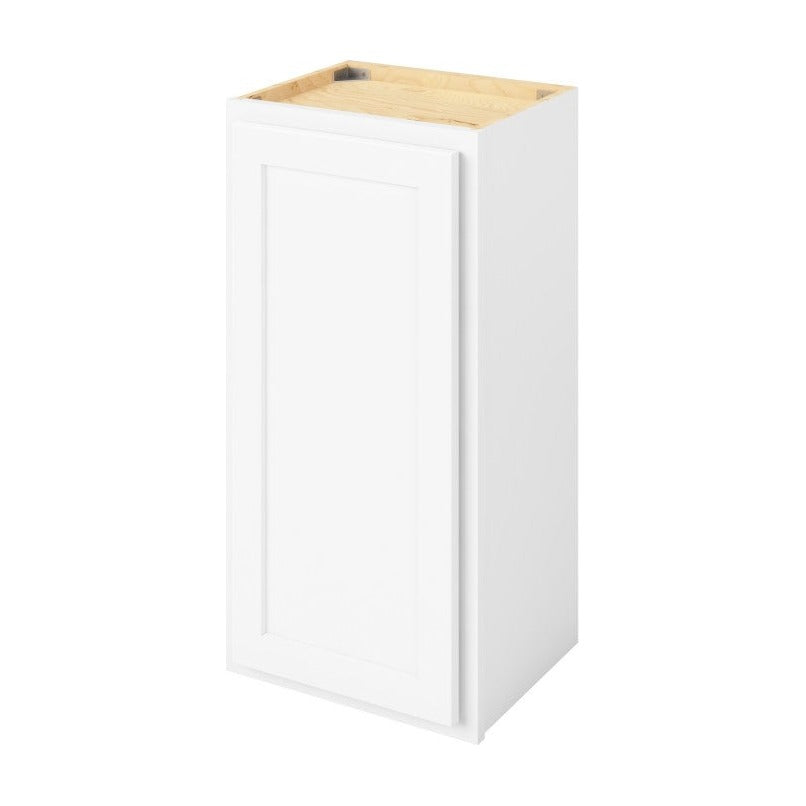 15"W x 30"H Wall Cabinet with Single Door and Two Shelves in Hatteras Polar White