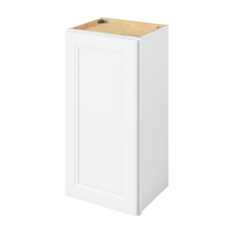 15"W x 30"H Wall Cabinet with Single Door and Two Shelves in Maui Polar White