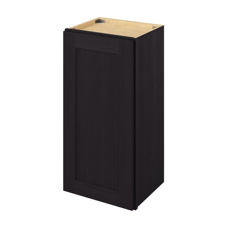 15"W x 30"H Wall Cabinet with Single Glass Door, Two Shelves and Matching Interior in Catalina Espresso