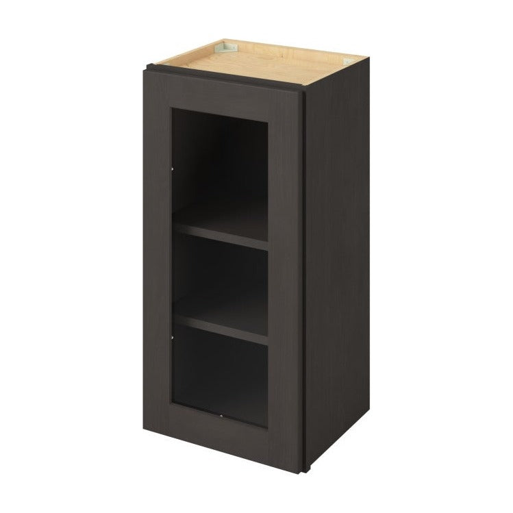 15"W x 30"H Wall Cabinet with Single Glass Door, Two Shelves and Matching Interior in Catalina Slate