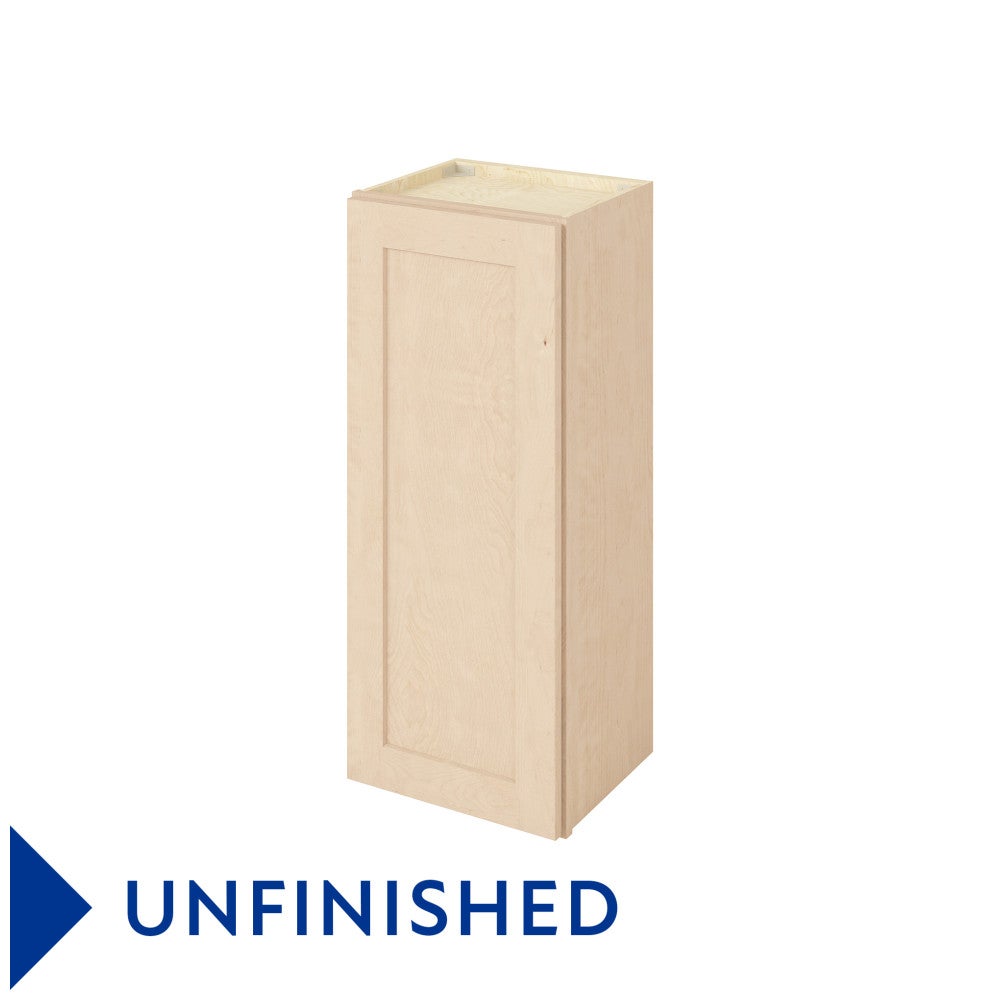 15"W x 36"H Wall Cabinet with Single Door and Two Shelves in Catalina Unfinished