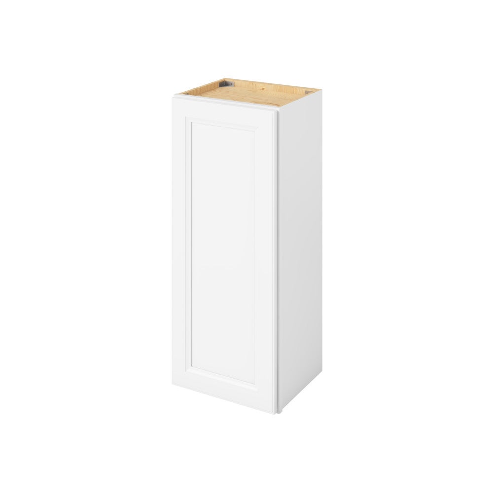 15"W x 36"H Wall Cabinet with Single Door and Two Shelves in Maui Polar White