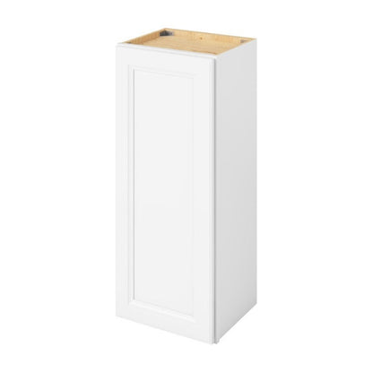 15"W x 36"H Wall Cabinet with Single Door and Two Shelves in Maui Polar White
