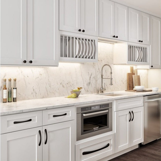 15"W x 36"H Wall Cabinet with Single Glass Door, Two Shelves and Matching Interior in Catalina Polar White, view 5