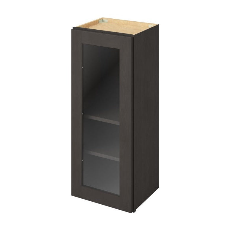 15"W x 36"H Wall Cabinet with Single Glass Door, Two Shelves and Matching Interior in Catalina Slate
