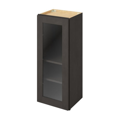15"W x 36"H Wall Cabinet with Single Glass Door, Two Shelves and Matching Interior in Catalina Slate