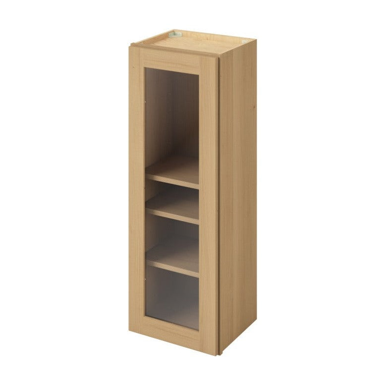 15"W x 42"H Wall Cabinet with Single Glass Door, Three Shelves and Matching Interior in Catalina Sandstone