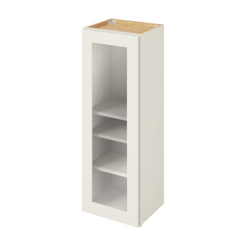 15"W x 42"H Wall Cabinet with Single Glass Door, Three Shelves and Matching Interior in Catalina Shell White