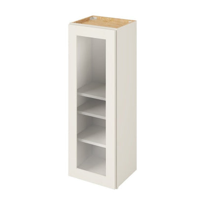 15"W x 42"H Wall Cabinet with Single Glass Door, Three Shelves and Matching Interior in Catalina Shell White