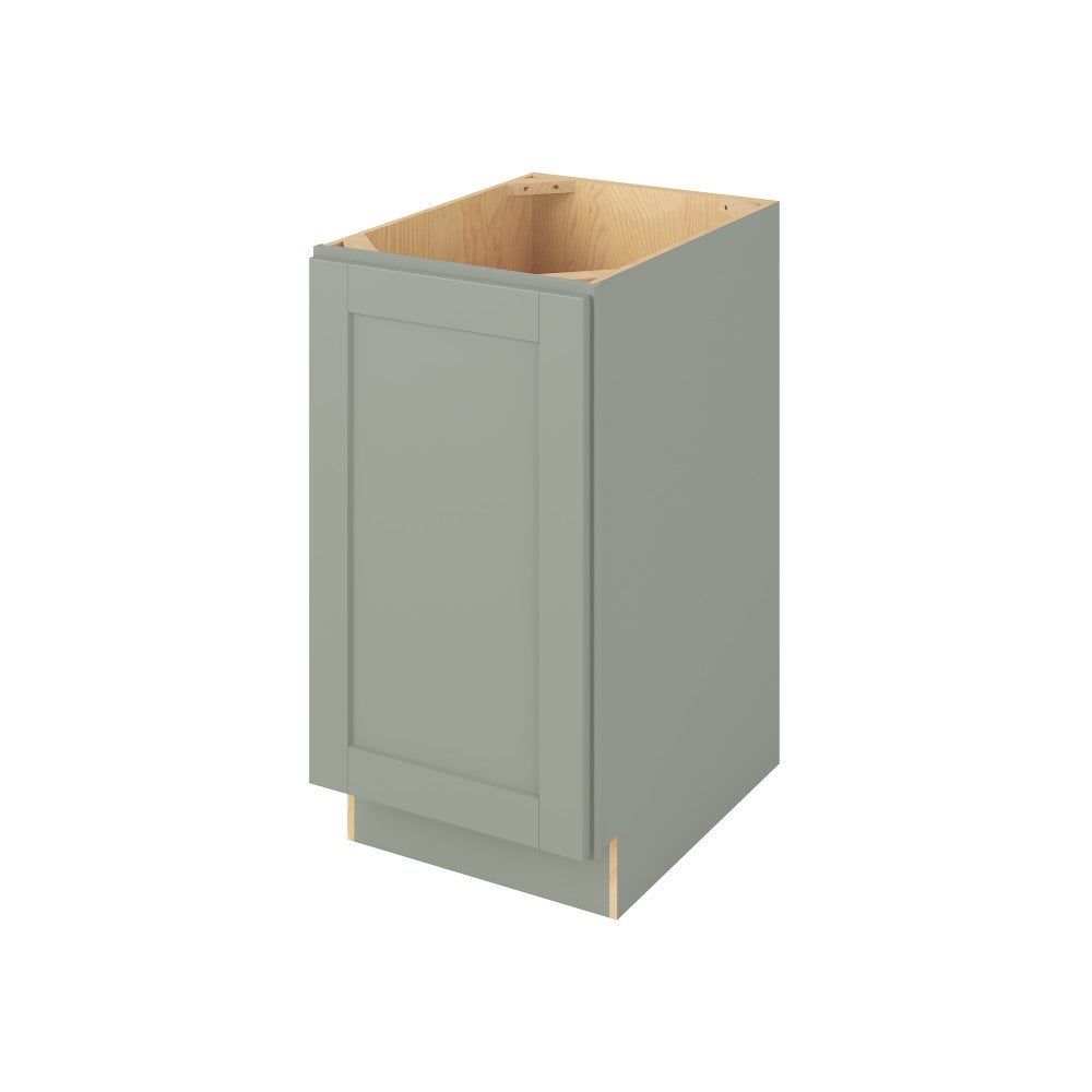 18"W Full Height Door Base Cabinet with One Door and Two Shelves in Catalina Sage Green