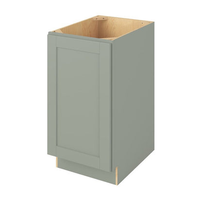 18"W Full Height Door Base Cabinet with One Door and Two Shelves in Catalina Sage Green