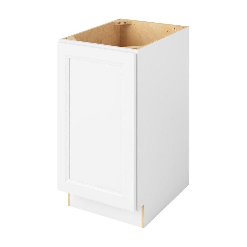 18"W Full Height Door Base Cabinet with One Door and Two Shelves in Maui Polar White