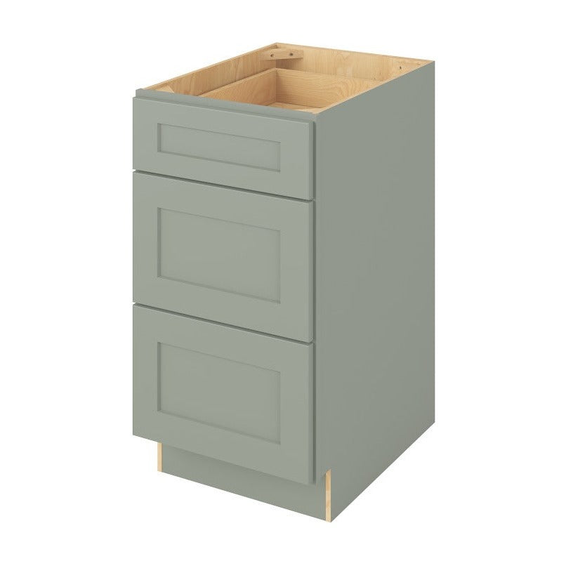 18"W Three Drawer Base Cabinet in Catalina Sage Green