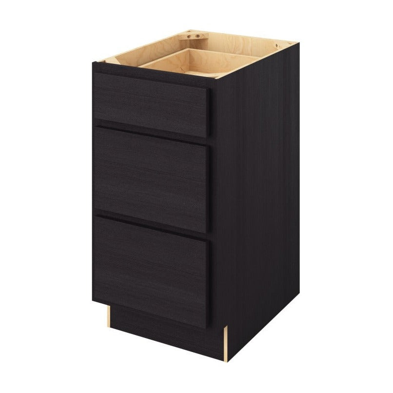 18"W Three Drawer Base Cabinet in Hatteras Espresso