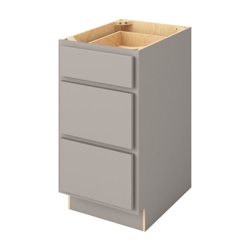 18"W Three Drawer Base Cabinet in Hatteras Pebble Grey