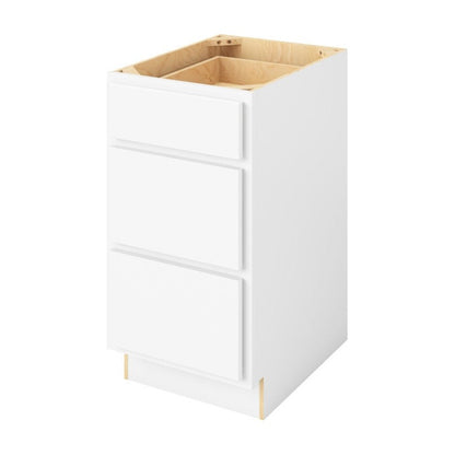 18"W Three Drawer Base Cabinet in Hatteras Polar White