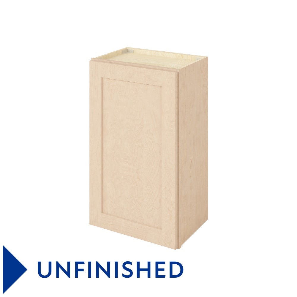 18"W x 30"H Wall Cabinet with Single Door and Two Shelves in Catalina Unfinished