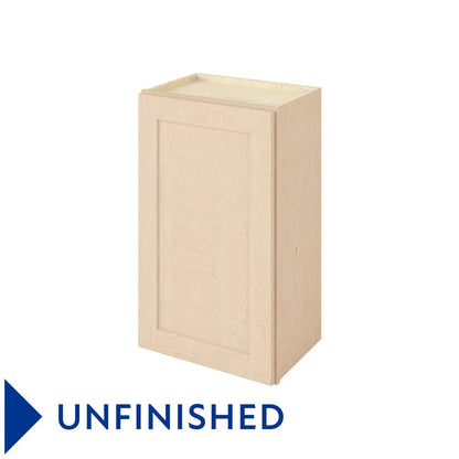 18"W x 30"H Wall Cabinet with Single Door and Two Shelves in Catalina Unfinished