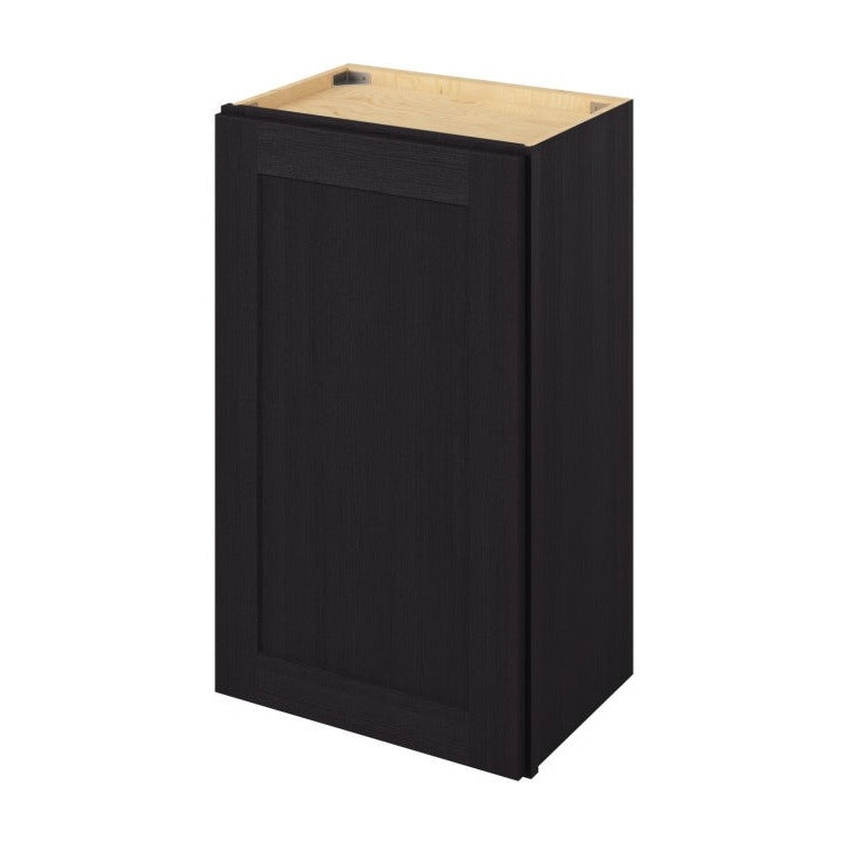 18"W x 30"H Wall Cabinet with Single Glass Door, Two Shelves and Matching Interior in Catalina Espresso