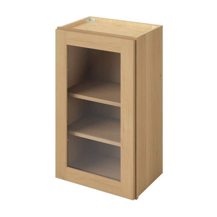18"W x 30"H Wall Cabinet with Single Glass Door, Two Shelves and Matching Interior in Catalina Sandstone