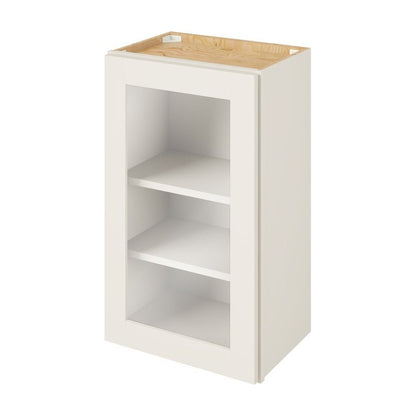 18"W x 30"H Wall Cabinet with Single Glass Door, Two Shelves and Matching Interior in Catalina Shell White
