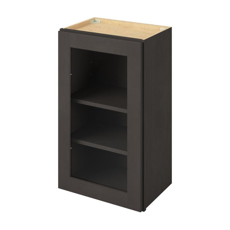 18"W x 30"H Wall Cabinet with Single Glass Door, Two Shelves and Matching Interior in Catalina Slate