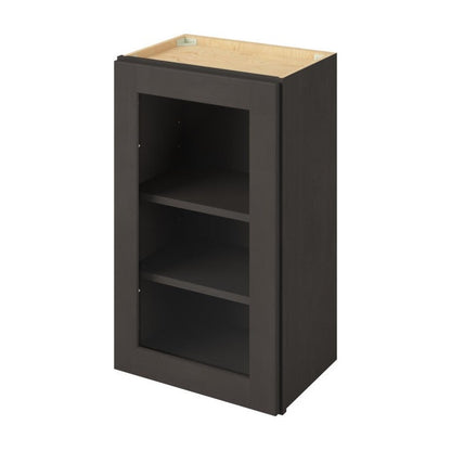18"W x 30"H Wall Cabinet with Single Glass Door, Two Shelves and Matching Interior in Catalina Slate