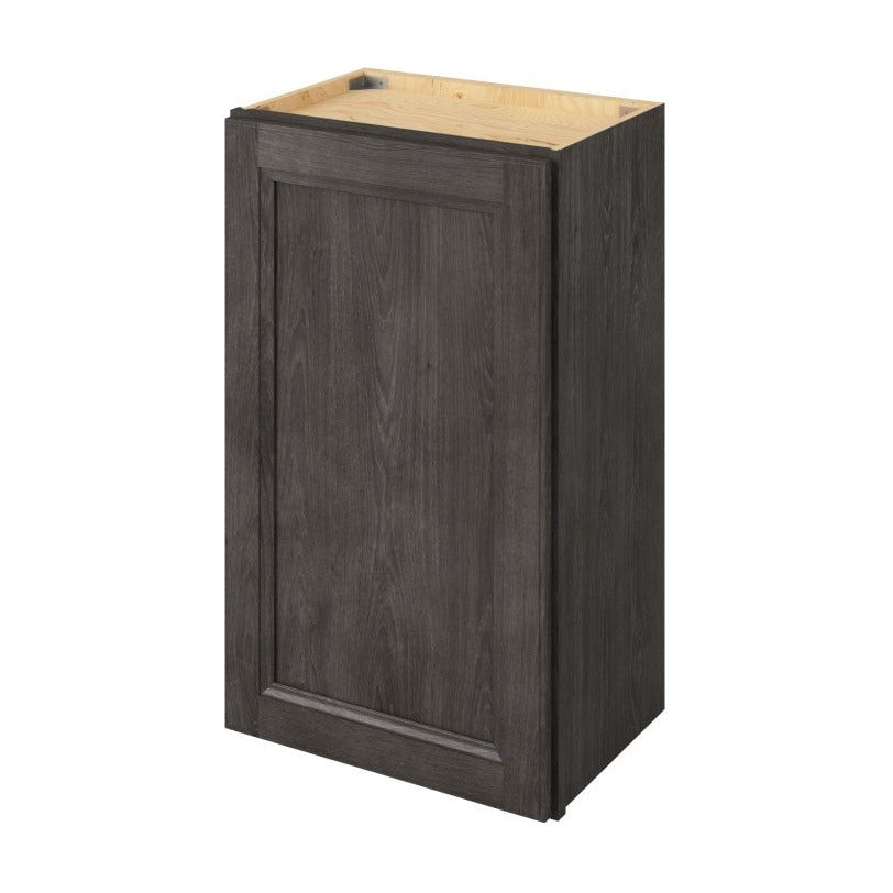 18"W x 30"H Wall Cabinet with Single Glass Door, Two Shelves and Matching Interior in Maui Slate