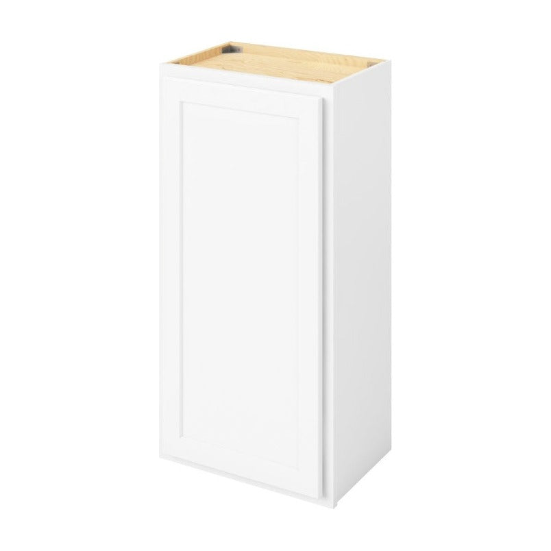 18"W x 36"H Wall Cabinet with Single Door and Two Shelves in Hatteras Polar White