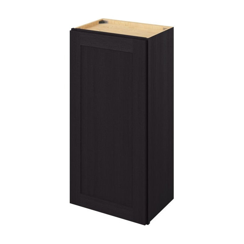 18"W x 36"H Wall Cabinet with Single Glass Door, Two Shelves and Matching Interior in Catalina Espresso