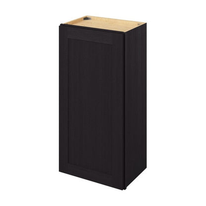 18"W x 36"H Wall Cabinet with Single Glass Door, Two Shelves and Matching Interior in Catalina Espresso