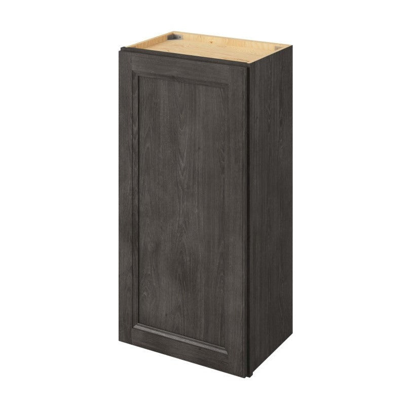 18"W x 36"H Wall Cabinet with Single Glass Door, Two Shelves and Matching Interior in Maui Slate