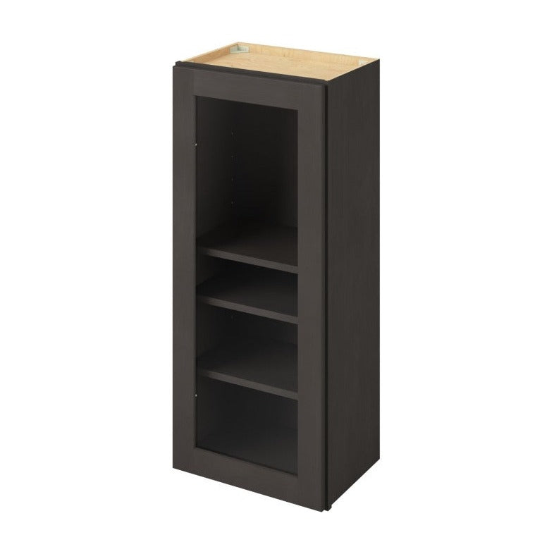 18"W x 42"H Wall Cabinet with Single Glass Door, Three Shelves and Matching Interior in Catalina Slate
