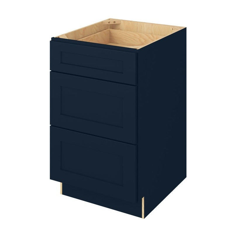 21"W Three Drawer Base Cabinet in Catalina Nautical Blue