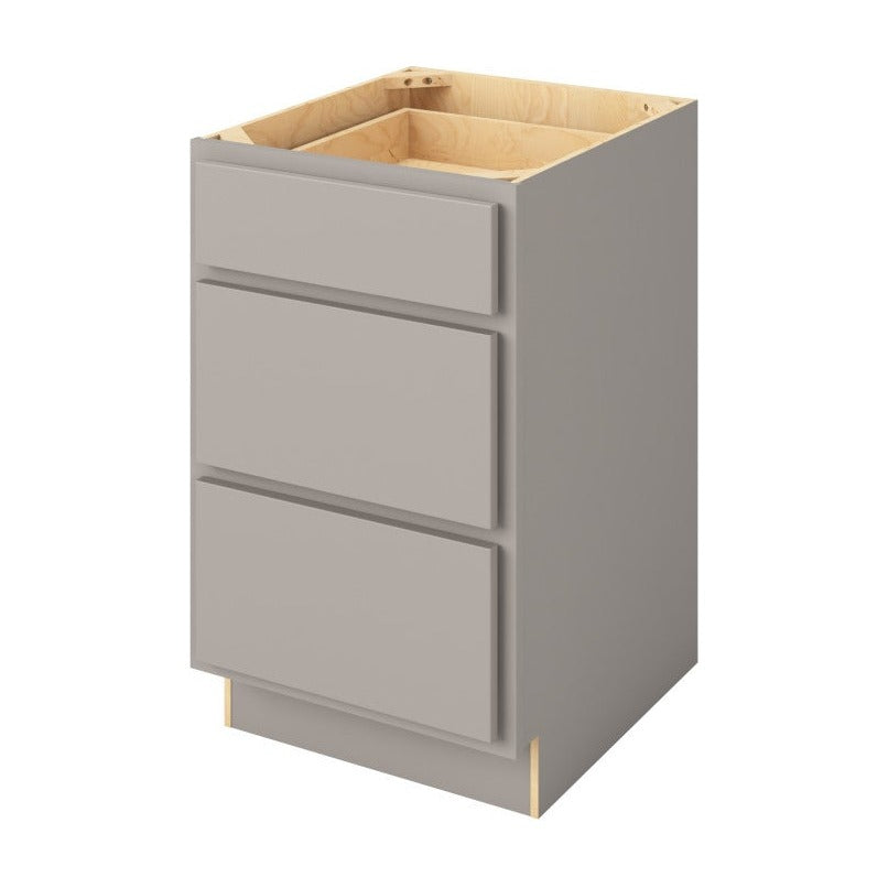 21"W Three Drawer Base Cabinet in Hatteras Pebble Grey