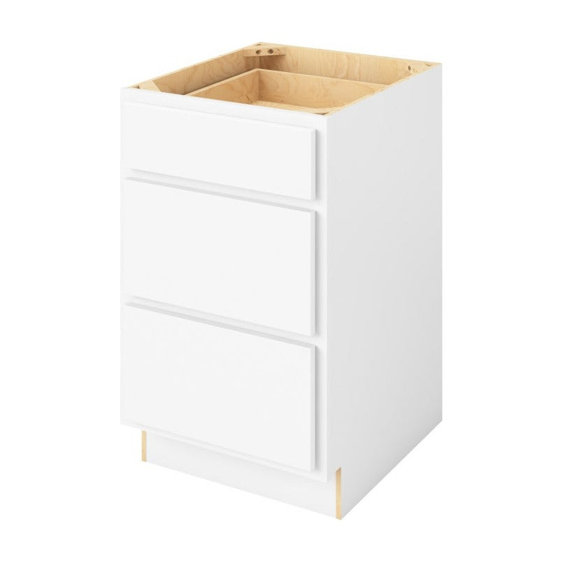 21"W Three Drawer Base Cabinet in Hatteras Polar White