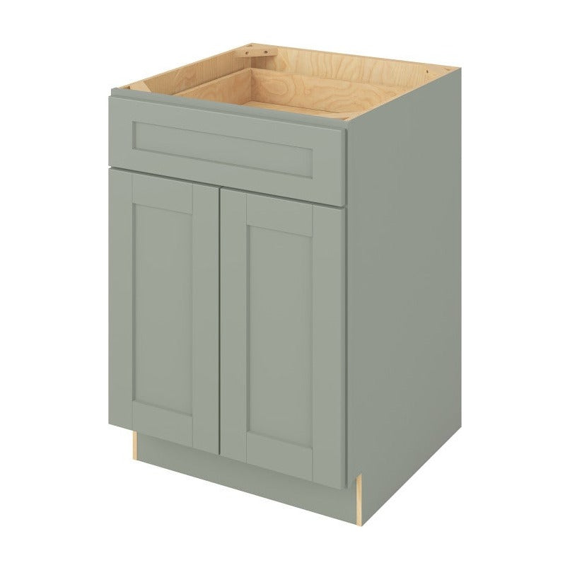 24"W Base Cabinet with Double Doors and One Drawer in Catalina Sage Green