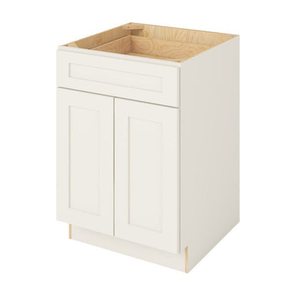 24"W Base Cabinet with Double Doors and One Drawer in Catalina Shell White