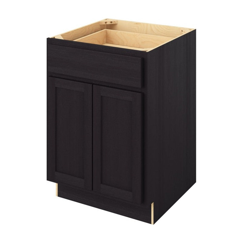 24"W Base Cabinet with Double Doors and One Drawer in Hatteras Espresso