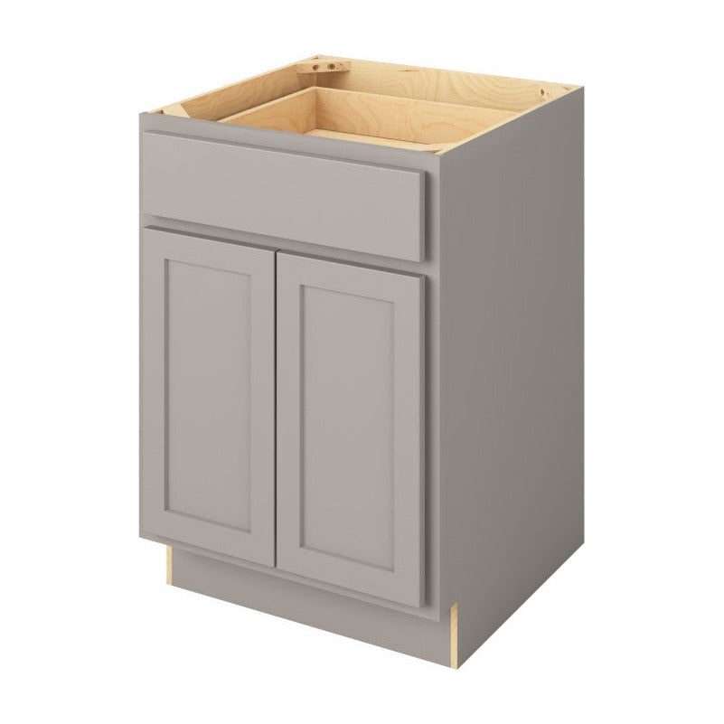 24"W Base Cabinet with Double Doors and One Drawer in Hatteras Pebble Grey