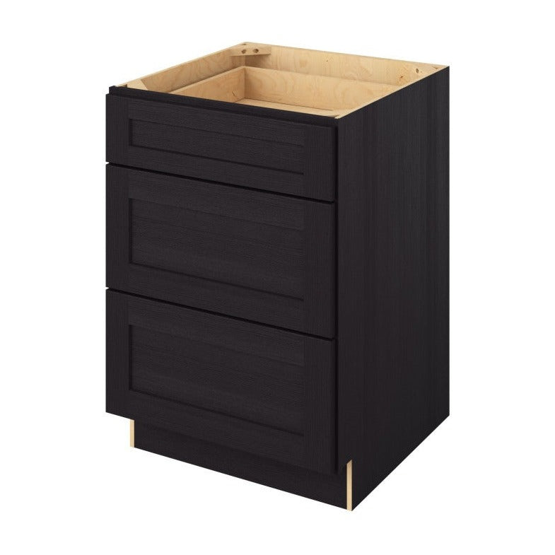 24"W Three Drawer Base Cabinet in Catalina Espresso
