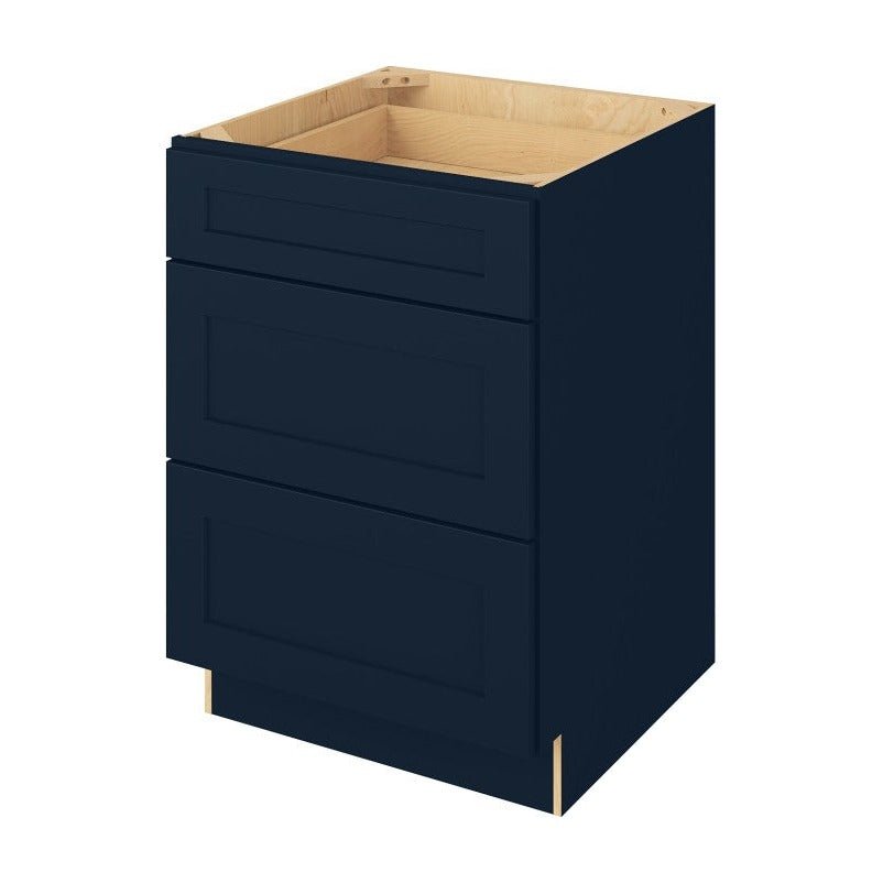 24"W Three Drawer Base Cabinet in Catalina Nautical Blue