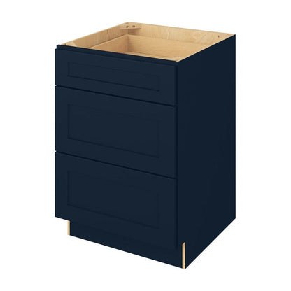 24"W Three Drawer Base Cabinet in Catalina Nautical Blue