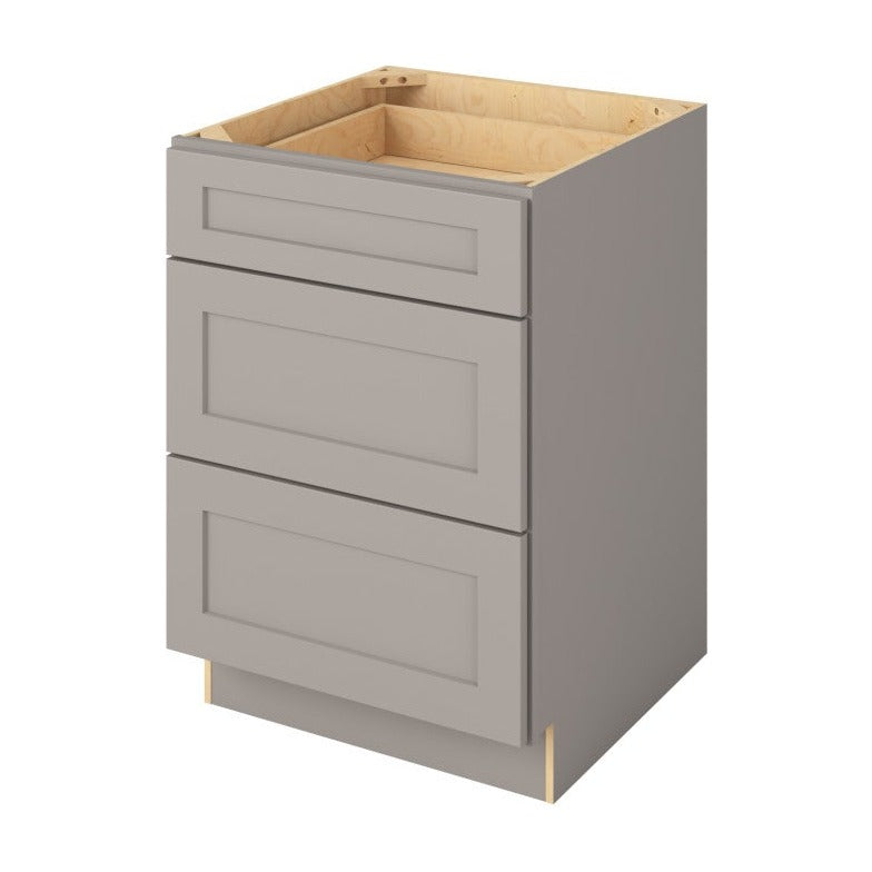 24"W Three Drawer Base Cabinet in Catalina Pebble Grey